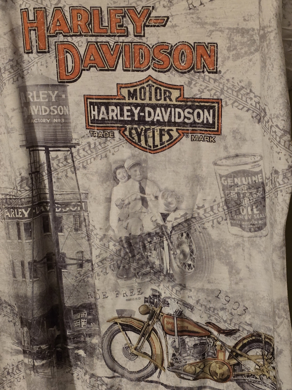 Harley-Davidson White Graphic Tee with Orange Logo - Picture 6 of 6